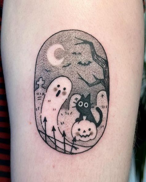 Nerd Tattoo, Funky Tattoos, Ghost Tattoo, Lino Art, Spooky Tattoos, Horror Tattoo, Tattoo Portfolio, Line Art Tattoos, Creative Freedom