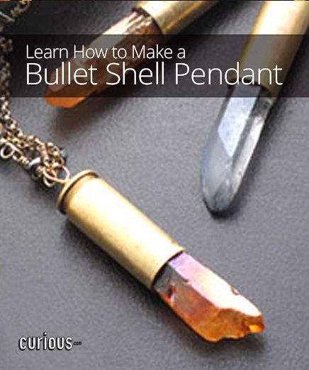 How to Make a Bullet Shell Pendant (would be nice for the bullet Jeff got from the VFW members at his Dad's funeral. Engraved of course) Bullet Shell Jewelry, Bullet Casing Crafts, Bullet Casing Jewelry, Bullet Crafts, Bullet Shell, Shell Pendant Diy, Bullet Casing, Pendant Tutorial, Bullet Jewelry