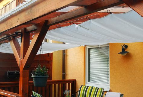 11 IKEA Hacks To Turn Your Backyard Into A Summer Oasis                                                                                                                                                                                 More Hackers Ikea, Retractable Pergola Canopy, Garage Pergola, Small Pergola, Pergola Curtains, Cheap Pergola, Pergola Swing, Pergola Lighting, Metal Pergola