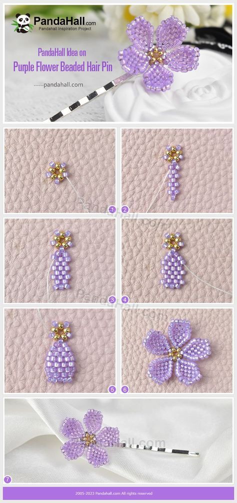 Seed Bead Flowers Tutorial Free Pattern, Seed Bead Jewelry Patterns, Beaded Flowers Patterns, Seed Bead Crafts, Beaded Earrings Tutorials, Beaded Earrings Diy, Diy Jewelry Unique, Bead Charms Diy, Diy Bracelet Designs