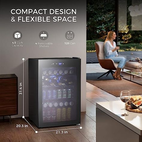 Kismile 4.5 Cu.ft Beverage Refrigerator and Cooler, 145 Can Mini Fridge Glass Door,Digital Temperature Display for Soda, Beer or Wine, Small Drink Dispenser Cooler for Home, Office or Bar(Black) #ad Wine Temperature, Drink Fridge, Double Glass Doors, Beverage Refrigerator, Flexible Space, Tempered Glass Door, Double Glass, Beverage Cooler, Drink Dispenser