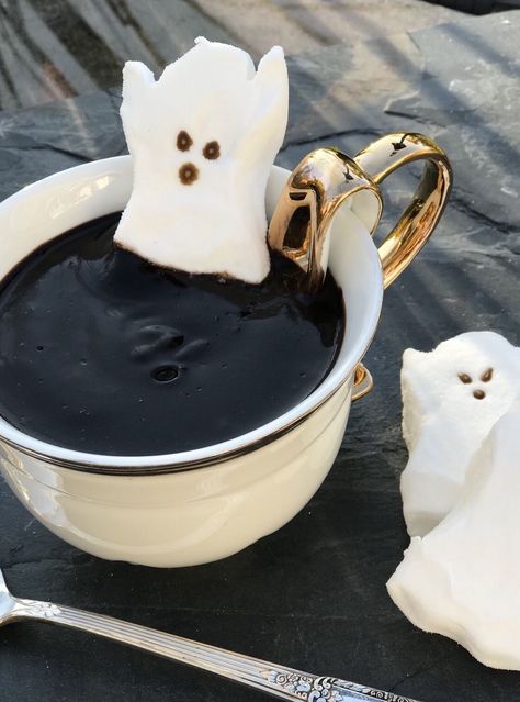 Halloween Breakfast, Black Cocoa, Spooky Food, Warm Kitchen, Spooky Black, Halloween Food Treats, Vanilla Whipped Cream, Spooky Treats, Black Food