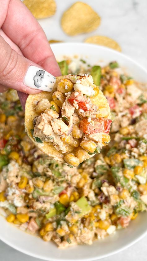 street corn chicken salad Mexican Street Corn Chicken Salad, Street Corn Chicken Salad, Mexican Street Corn Chicken, Street Corn Chicken, 10 Minute Meal, Scalloped Potatoes Au Gratin, Bacon Pasta Salad, Restaurant Copycat Recipes, Family Favorite Recipes