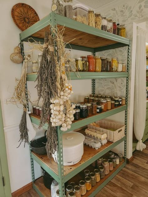 Ellie Bagwell - When your Facebook find turned into the... Homesteading Pantry, Mason Jar Pantry, Mason Jar Storage Ideas, Food Storage Rooms, Mason Jar Storage, Redo Kitchen Cabinets, Canning Kitchen, Storage Room Organization, Home Brewery