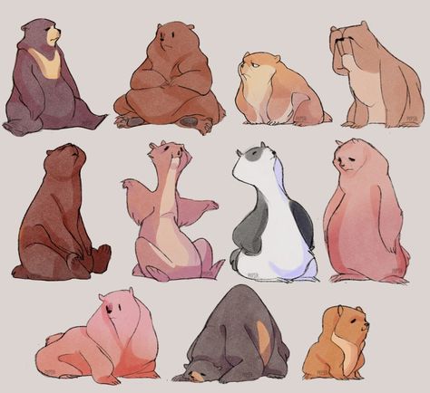 Sitting Bear Drawing, Brother Bear Character Design, Cute Bear Character Design, Bear Character Design Concept Art, Bear Poses, Teddy Bear Character Design, Polar Bear Character Design, Bear Oc, Bear People Fantasy Art