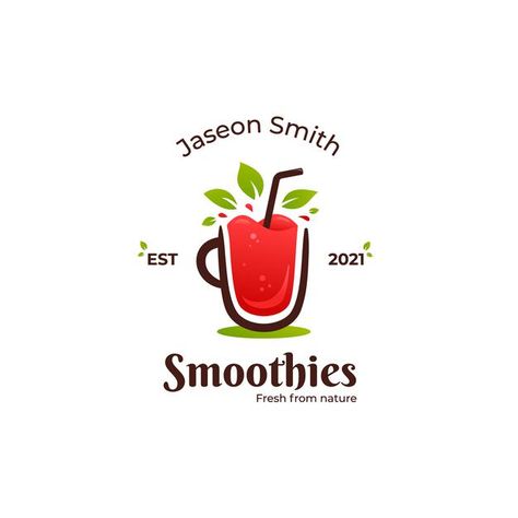 Fresh fruit smoothies logo Premium Vecto... | Premium Vector #Freepik #vector #logo #fruit #juice #vegetables Smoothie Logo Design Ideas, Smoothie Logo Design, Juice Shop Logo, Fruit Shop Logo, Fruit Juice Logo, Smoothie Logo, Nutrition Logo Ideas, Liquid Logo, Fruit Logo Design