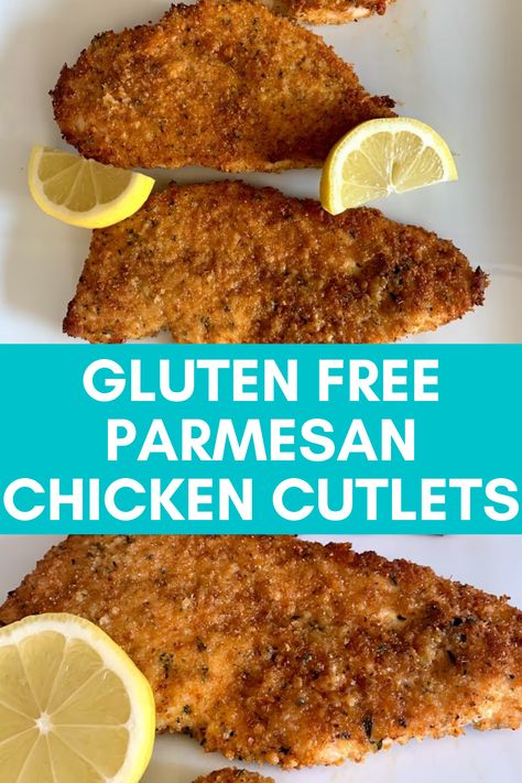 Gluten Free Chicken Cutlets, Chicken Breast Recipes Gluten Free, Gluten Free Lemon Chicken, Chicken Cutlets Baked, Gluten Free Breaded Chicken, Weeknight Meal Prep, Chicken Parmesean, Baked Parmesan Chicken, Baked Chicken Cutlets