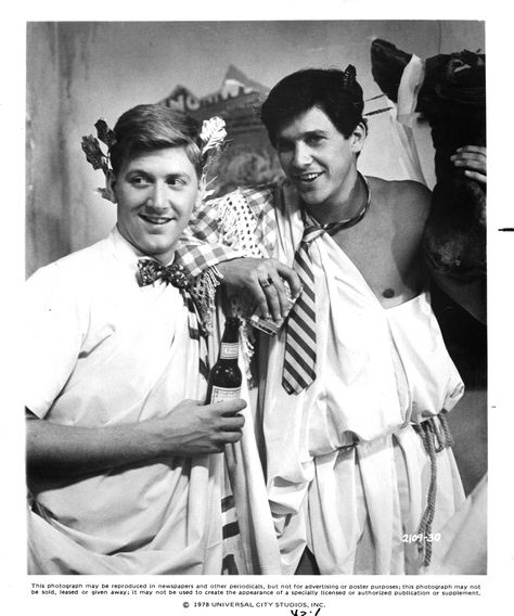 "National Lampoon's Animal House" movie still, 1978.  L to R: James Widdoes, Tim Matheson. National Lampoon's Animal House, Tim Matheson, Cult Classic Movies, Toga Party, Hooray For Hollywood, National Lampoons, About Time Movie, Animal House, Classic Movies