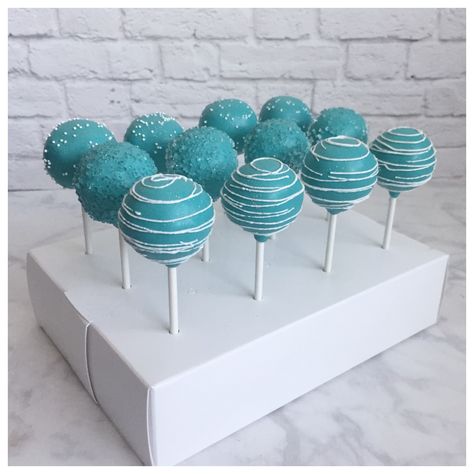 Teal Decorating Ideas Birthday Parties, Teal Dessert Table, Teal Snacks, Teal Cookies, Turquoise Cake Pops, Teal Cake Pops, Teal Birthday Party, Hollywood Theme Prom, Clueless Party