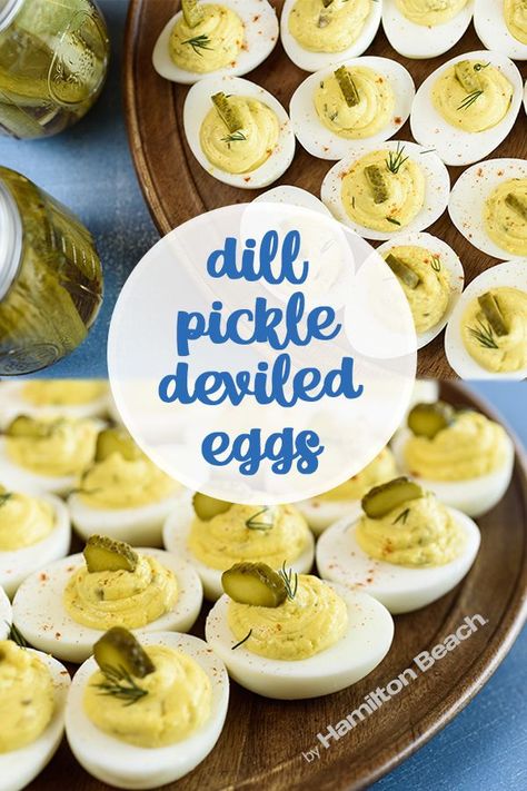 Dill Pickle Deviled Eggs, Pickle Deviled Eggs, Pimento Cheese Deviled Eggs, Deviled Eggs Recipes, Deviled Egg Recipes, Pickled Deviled Eggs, Devil Eggs, Devilled Eggs Recipe Best, Pickle Recipes