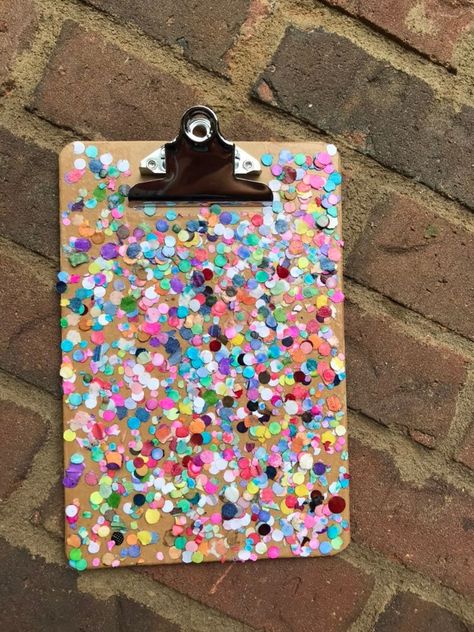 ". DO YOU LOVE CONFETTI? - this confetti clipboard is perfect for you - clear coated gorgeous confetti sprinkled all over a 6\"x9\" clipboard Great for: * baby shower games * gender reveal * bridal shower games * gift for her * classroom use * fits in a purse * kids table activity * girls birthday party * teacher gift A GIRLY MUST HAVE" Funfetti Party Decorations, Confetti Bookmarks, Confetti Bracelet, Confetti Tumbler, Bead Confetti, Sisterhood Ideas, Spring Sensory, Birthday Confetti, Confetti Birthday