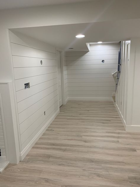 Board And Batten Basement, Designer Basement, Simple Finished Basement, Basement Master Suite, Basement Suite Ideas, Basements Ideas, Basement Bathrooms, Remodeling Basement, Basement Decoration