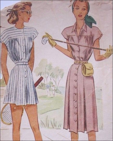 1940s Sportswear 1940s Skirt, Playsuits Outfit, 1940s Outfits, Clothing Swap, Below The Knee Skirt, Women's Sewing Pattern, Functional Clothing, Fabric Sewing Patterns, Short Blouses