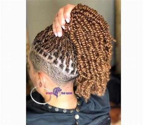 Twist With Shaved Sides And Back, Braids On Tapered Hair Shaved Sides, Braids For Black Women With Shaved Sides, Braided Tapered Hairstyles, Braids With Short Sides, Braid Styles With Shaved Sides, Braids With Sides Shaved, Hairstyles For Shaved Sides, Braids With Shaved Sides And Back