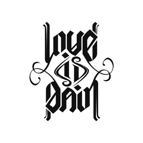 Laptop Decal Ideas, Love Is Pain, Ambigram Tattoo, Graffiti Lettering Fonts, Text Tattoo, Love Pain, Geniale Tattoos, Tattoo Lettering Fonts, Lettering Styles