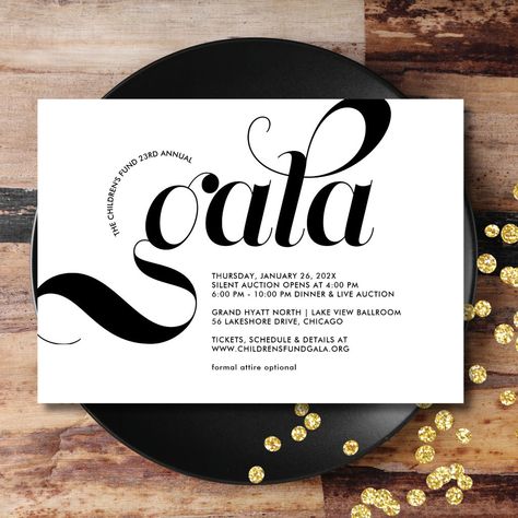 A striking corporate gala event invitation features modern minimalist layout with a unique gala headline. Room for all of your details and easy-to-use template. Choose a digital download or professionally printed and shipped right to you. Invite Layout Design, Invitation Card Graphic Design, Corporate Invite Design, Gala Invitation Design Nonprofit, Gala Graphic Design, Corporate Event Invitation Design, Gala Invitation Design, Corporate Event Invitation, Round Invitation