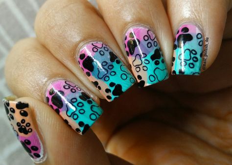 Dog Paw Nail Art, Paw Print Nail Art, Paw Print Nails, Paw Nails, Slush Puppy, Fun Summer Nails, Gel Nail Designs, Nail Design Ideas, Art Nails