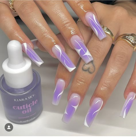 Purple Acrylic Nails, Airbrush Nails, French Acrylic Nails, Ombre Nail Designs, Fire Nails, Funky Nails, Nail Technician, Dope Nails, Short Acrylic Nails