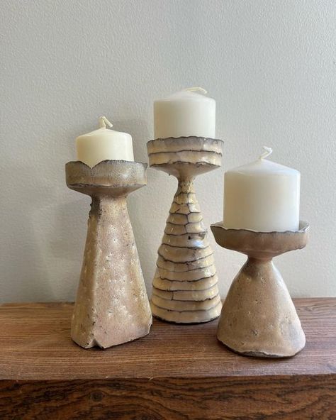 Handmade Ceramic Candle Holders, Candle Holders Ceramic, Woodland Home, Pottery Candle Holder, Beginner Pottery, Ceramic Art Sculpture, Pottery Candle, Pottery Handbuilding, Keramik Design