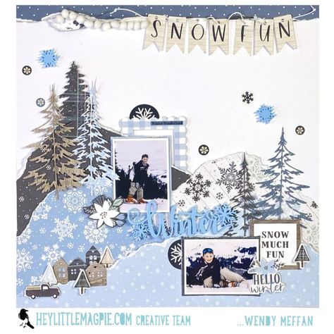 Echo Park Layouts, Winter Scrapbook Layouts, Couple Scrapbook, Winter Scrapbooking, Snowflake Sticker, Scrapbook Pictures, Welcome Winter, Snow Much Fun, Christmas Layouts