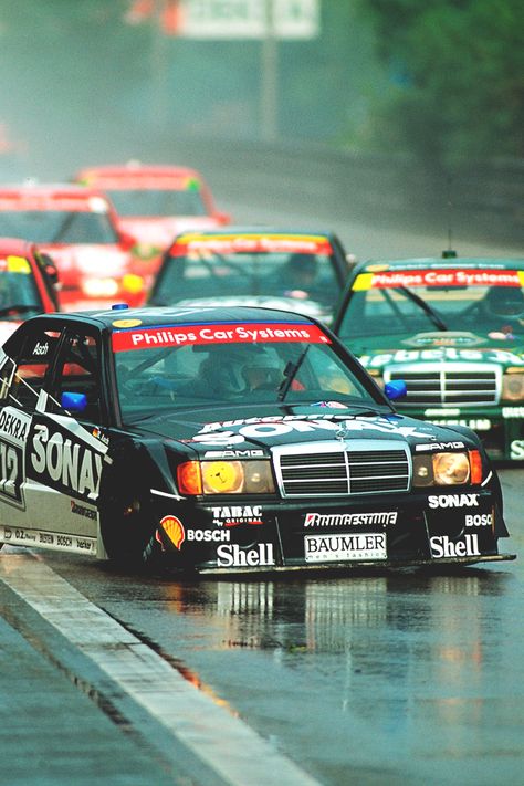 DTM Racing In The Rain, Cars Driving, Mercedes Benz 190e, Mercedes 190, Aesthetic Car, Classic Racing Cars, Gt Cars, Street Racing Cars, Benz Car