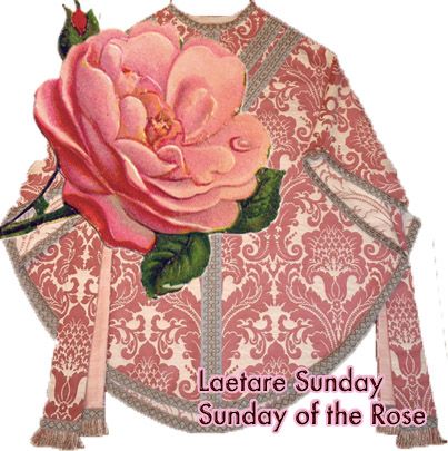 Fourth Lenten Sunday traditionally called Laetare Sunday. Laetare means "Rejoice."   Priests dress in rose-colored vestments - not Lenten purple. It is so called as the color of the vestments is "rosacea," and not pink. Laetare was also called Dominica de rosa…Sunday of the Rose. It didn’t take a lot of imagination to develop rose colored vestments from this. Find more: http://catholicism.about.com/od/holydaysandholidays/f/Laetare_Sunday.htm Fourth Sunday Of Lent, Lent Readings, Joshua 5, Catholic Gentleman, Luke 15, 40 Days Of Lent, Faith Of Our Fathers, Catholic Beliefs, Shrove Tuesday