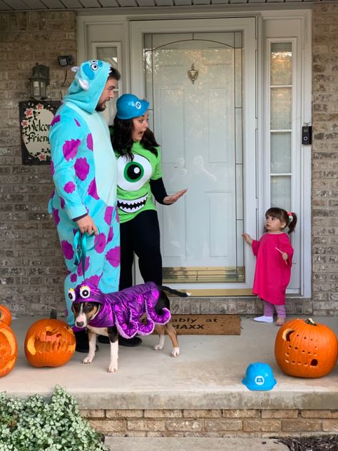 Halloween Halloween costume Monsters Inc Dog Costume Diy, Dog Monsters Inc Costume, Monsters Inc Dog Costume, Mike Sully And Boo Costumes, Mike Wazowski Costume Women, Mike And Sully Costume, Mike Wazowski Halloween Costume, Sully And Boo Costume, Monsters Inc Halloween Costumes