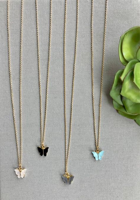 Dainty Butterfly Necklace, Dainty Butterfly, Diy Pendant Necklace, Simple Pendant, Pendant Necklace Simple, Colored Acrylic, Gold Filled Necklace, Butterfly Pendant Necklace, Solitaire Necklaces