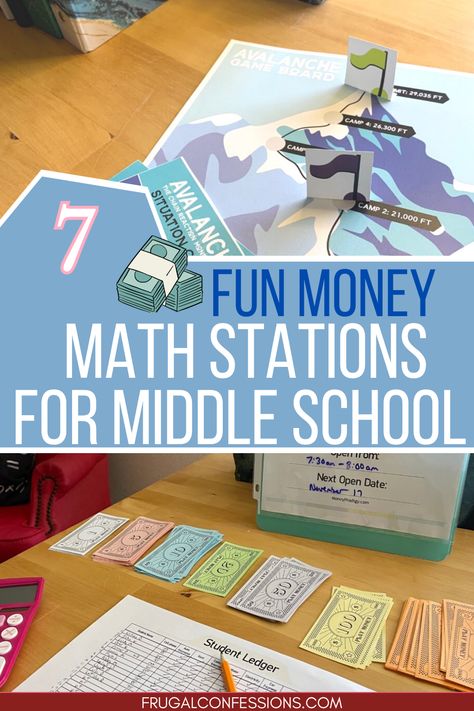 Financial Literacy For Middle School, Budget Activities For Students, 3rd Grade Money Activities, Middle School Financial Literacy Lessons, Money Skills For Special Education, Middle School Activities Fun, Math Stations Middle School, Math Activities Middle School, Project Based Learning Middle School