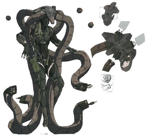 Octopus Concept Art, Online Games Facebook, Metal Gear Solid 4, Yoji Shinkawa, Metal Gear Rising, Gear Art, Arte Robot, Robots Concept, Robot Concept Art