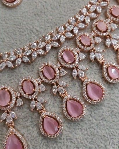 Baby pink silver cubic Zirconia necklace jewellery set [Video] | Indian jewelry sets, Fancy jewellery, Indian bridal jewelry sets Pink Jewellery, Bollywood Bridal, Choker Necklace Designs, Indian Bridal Jewelry Sets, Motifs Perler, Zirconia Necklace, Indian Jewellery Design Earrings, Cubic Zirconia Necklace, Indian Bridal Jewelry