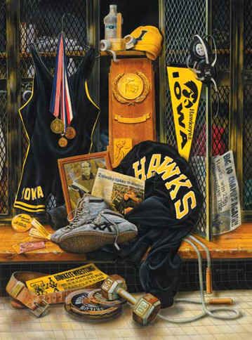 University of Iowa Hawkeyes Wrestling Legacy Art Print Hawkeye Pictures, Ultimate Hawkeye, Iowa Wrestling, Iowa Hawkeyes Football, Wrestling Workout, Game Room Sign, Wrestling Headgear, Team Decor, Wrestling Quotes