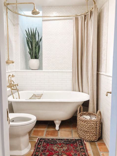 Bathroom With Clawfoot Tub, Clawfoot Tub Bathroom, Clawfoot Tub Shower, Cottage Bathroom, Downstairs Bathroom, Upstairs Bathrooms, Bathroom Redo, Dream Bathrooms, Clawfoot Tub