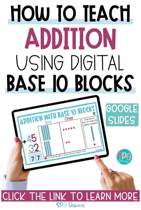 Base 10 Block Activities, Add 2 Digit Numbers, Teach Addition, Regrouping Addition, First Grade Addition, 2 Digit Addition, Double Digit Addition, Base 10 Blocks, Guided Math Groups