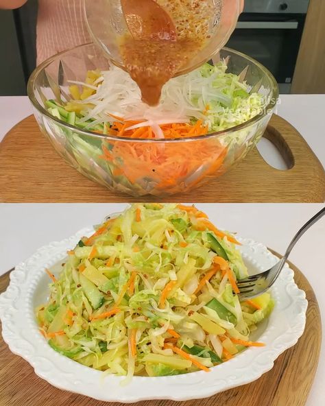 Red And Green Cabbage Salad, Savory Cabbage Salad Recipes, Cabbage Salad Recipes Healthy, Cucumber Sauce, Layered Potato, Cabbage Salad Recipes, Vegetable Crisps, Lettuce Salad, Vegan Alternatives