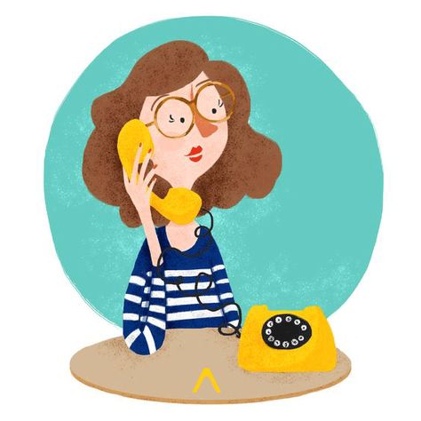 Sticker Sheet Ideas, Phone Illustration, Editorial Graphic Design, Story Books Illustrations, Illustration Editorial, Pick Up The Phone, Monday Evening, Talking On The Phone, Blog Wordpress