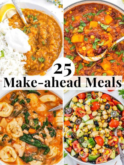 25 Healthy Make-Ahead Meals for Busy Families - The Plant Based School Meals For Busy Families, Lentil Vegetable Soup, Plant Based School, Lentil Bolognese, Eggplant Curry, Potluck Ideas, Sweet Potato Gnocchi, Zucchini Soup, Sweet Potato Curry