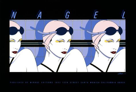 patrick nagel  SWIMMERS Nagel Art, Az Art, Patrick Nagel, Artist Signatures, Art Pricing, Swimmers, Illustrations And Posters, Black & White, American Artists