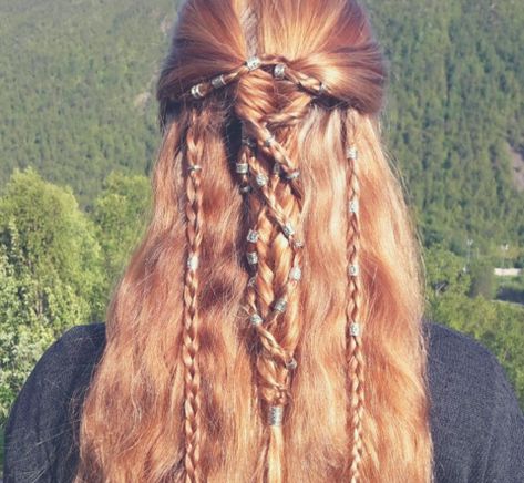 How to wear Rune Beads like a Viking - BaviPower Blog Her Hair, Long Hair, A Woman, Braids, Hairstyles, Beads, For Women, Hair, Plaits