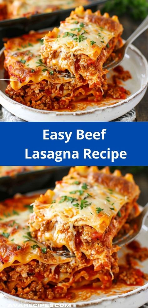 What are the best beef dinner recipes? Our Easy Beef Lasagna Recipe tops the list! As one of the easiest ground beef recipes for dinner, this lasagna recipe is perfect for a comforting and tasty meal. Beef Dinner Ideas, Beef Lasagna Recipe, Lasagna Recipe With Ricotta, Lasagna Recipes, Beef Lasagna, Easy Lasagna Recipe, Beef Casserole Recipes, Dinner With Ground Beef, Ground Beef Recipes Easy