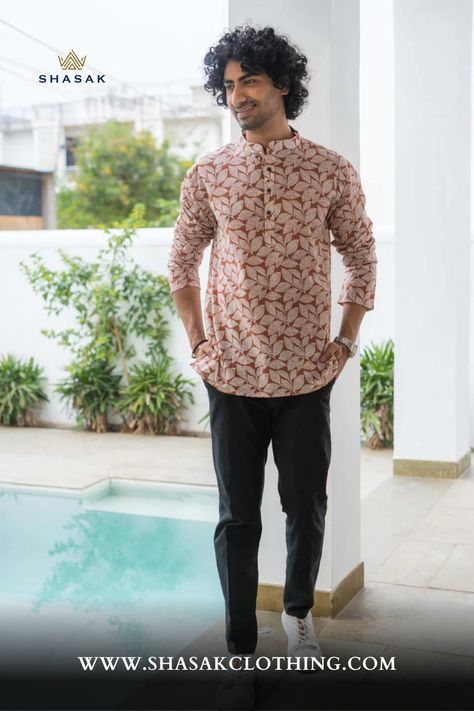 #shortkurta
#casualwear
#floralprintkurta
#kurtaformen
#kurtadesign Diwali Fits, Short Kurta For Men, Printed Kurtas, Kurta For Men, Short Kurta, Designer Party Wear Dresses, Cool Outfits For Men, Men Shirt, Men's Apparel