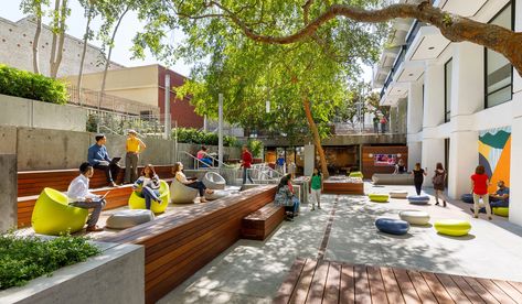 Strategies for Activating Outdoor Workspaces - LPA Outdoor Gathering Space, Folding Glass Doors, Bocce Ball, Pool Tables, Outdoor Office, Natural Ventilation, Shade Structure, Inspiring Spaces, Canopy Outdoor