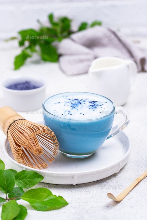 Blue matcha latte with milk by furmanphoto. Blue matcha latte with milk. Trendy drink from Butterfly pea #Sponsored #latte, #milk, #Blue, #matcha Blue Matcha Latte, Blue Matcha, Trendy Drinks, Butterfly Pea Tea, Matcha Latte Recipe, Butterfly Pea Flower Tea, Fruit Du Dragon, Blue Drinks, Butterfly Pea Flower