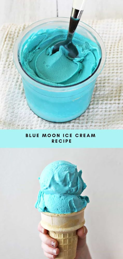 Blue Moon Ice Cream - A Beautiful Mess Blue Moon Ninja Creami, 3 Ingredient Ice Cream Condensed Milk, Homemade Ice Cream Recipes Without Maker, Ninja Creami Frozen Yogurt Recipe, Ice Cream Recipes For Ice Cream Maker, Blue Moon Ice Cream, Ninja Ice Cream Recipes, Bubble Gum Ice Cream, Kitchen Aid Ice Cream