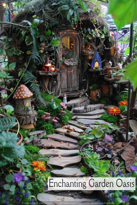 Walkway lighting Garden Enchanting Garden Oasis | Magical Garden Oasis | A Symphony of Blooms Garden Reading Corner, Garden Corner Ideas, Walkway Lighting, Fairy Garden Ideas, Lighting Garden, Enchanting Garden, Secret Forest, Fairy Garden Designs, Fairy Garden Crafts