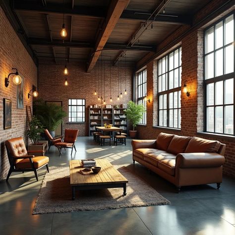 An interior designer or architect might choose an industrial design style for a variety of reasons, primarily because it offers a unique blend of raw, utilitarian aesthetics with a modern, edgy feel. Here’s why this style is often chosen: 1. Exposed Elements and Authenticity: Industrial design embraces materials typically hidden in other styles, like exposed brick, beams, ducts, and pipes. This gives a sense of honesty and authenticity, making spaces feel real, rugged, and character-filled... Exposed Brick Apartment, Brick Apartment, Industrial Exterior, Industrial Design Style, Industrial Interior Style, Industrial Style Home, Loft Ideas, Sims Building, Steel Beams