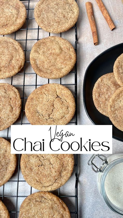 Vegan chai cookies on a cooling rack. Chai Spice Cookies, Chai Cookies, Chai Recipe, Vegan Holidays, Coffee Cookies, Hot Cup Of Coffee, Chai Spice, Spice Cookies, Vegan Christmas