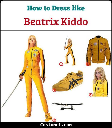 Beatrix Kiddo (Kill Bill) Costume for Cosplay & Halloween 2021 Beatrix Kill Bill Costume, Kill Bill Cosplay, Kill Bill Costume, Bill Movie, Yellow Motorcycle, Costumes 2023, Virtual Outfits, Bff Halloween Costumes, Hot Costume