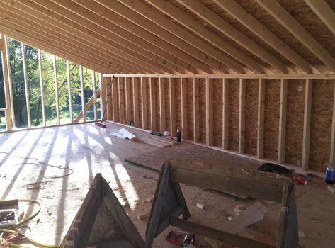 Our Bonus Room above our Garage - Beneath My Heart Rooms Over Garage Ideas, Garage Bonus Room, Loft Garage, Pole Barn Construction, Room Above Garage, Carport Plans, Mammoth Cave National Park, Knee Wall, Covered Walkway