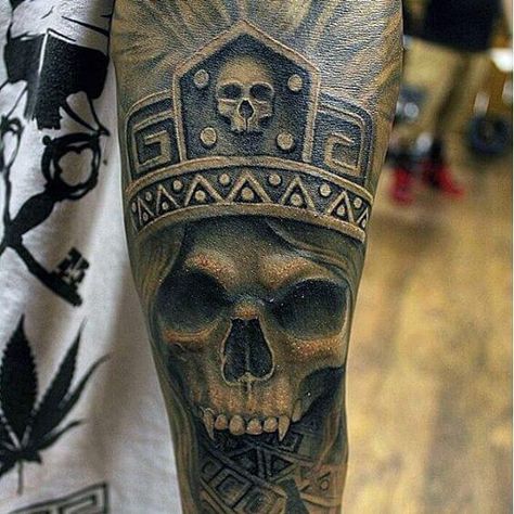 Aztec tattoos for men has its roots in the Aztec culture as a symbol of power and representative of their way of living. Learn more and see examples here. Black And White Tattoos, Aztec Tattoos Sleeve, Pattern Tattoos, Mayan Tattoos, Aztec Tattoos, White Tattoos, Aztec Tattoo Designs, Tattoo Inspiration Men, Aztec Tattoo